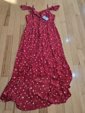 NWT If By Sea Red Floral Maxi Dress